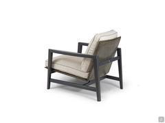 Rear view of the Halley armchair showing the particularity and quality of the solid wood frame