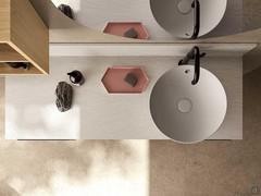 White slate finish stoneware countertop with Roma model ceramic basin