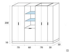 Oasis L07 laundry cabinet with open tall unit - Diagrams and dimensions of the composition