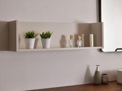 Wall-mounted open shelf alongside mirror, width 85 cm