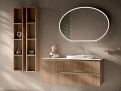N117 Atlantic wall-hung vanity unit with stoneware top and inset washbasin on top