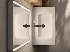 The rectangular frame conceals the LED lighting inside the metal profile