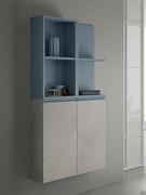 Wall unit composition with hinged doors and open elements, available as an option on the Atlantic N119 bathroom furniture