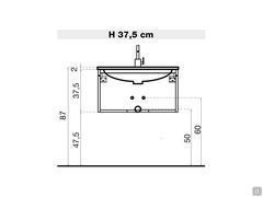 Example of drain placement on a basin base h.37,5 cm