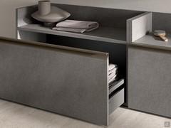 Detail of the floor-standing base units in the N120 Atlantic composition: these are two base units each 85 cm wide, with lowered storage top and 37.5 cm high drawer