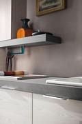 Side view of the custom-made Oasis shelf with the chrome-plated metal Kelly towel rail applied underneath (shelf thickness and finish not available)