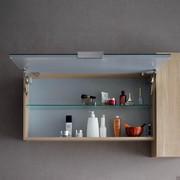 Boogie storage mirror with flap door and clear glass shelf