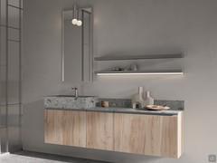 Atlantic bathroom composition with shelves and Look mirror in brushed aluminium finish