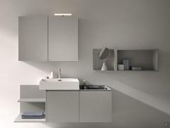 Composition of two Easy mirrors combined with an Atlantic / Frame open wall unit and an Atlantic base unit with console washbasin
