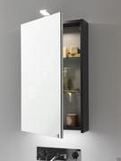 Easy mirror with Ziko spotlight, complete with double internal glass shelf and here with matt lacquered frame