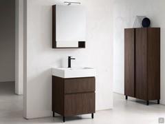 Stocky mirror - convenient open lower compartment, and inner compartment divided by two glass shelves. Single door model cm 60