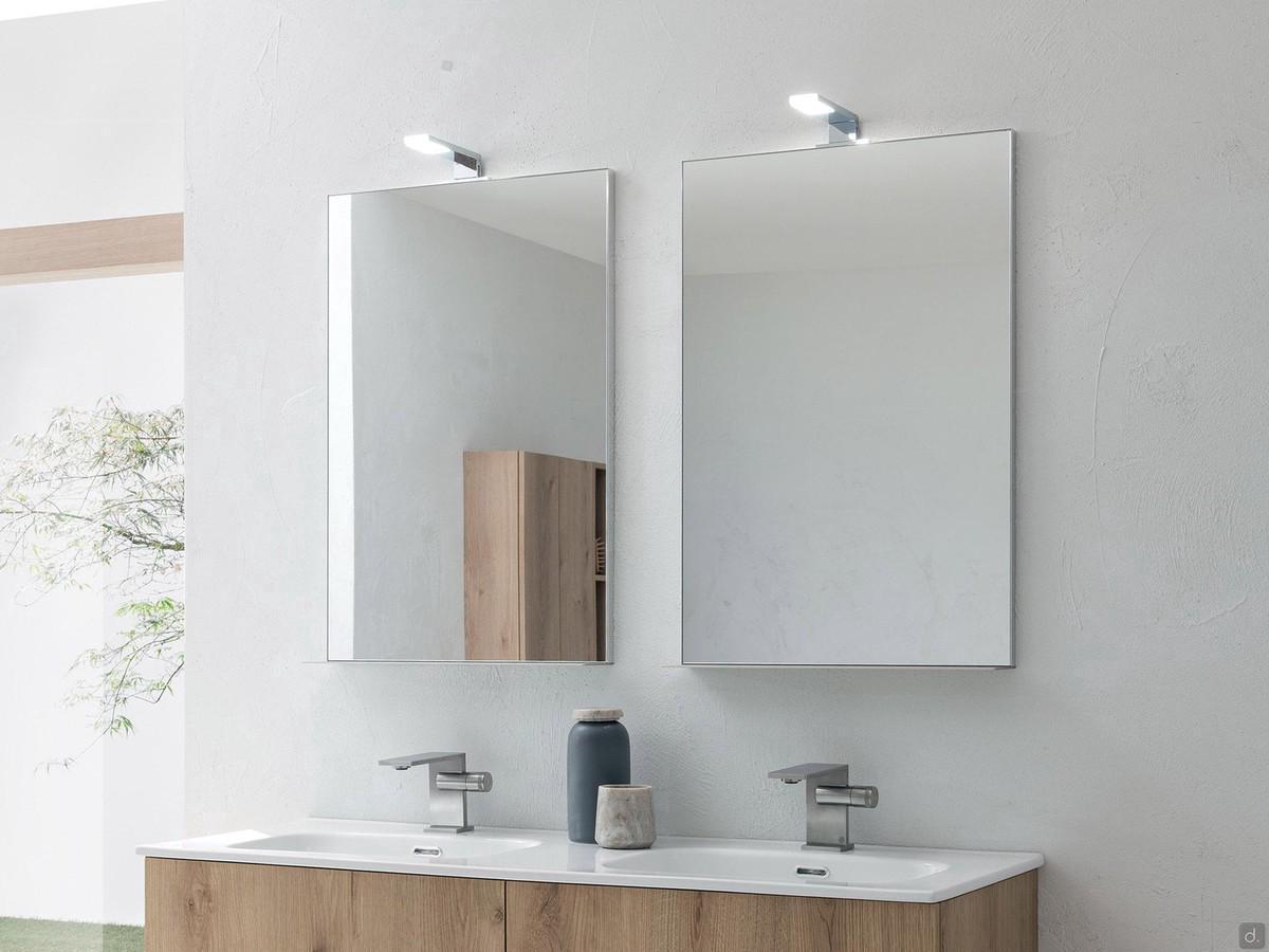Composition of two vertical rectangular Wap mirrors with applied spotlight