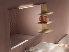 Rectangular Wap mirror with central Gae spotlight and Atlantic shelf with backrest, available in the alternative products at the bottom of the page to create wall-hung compositions in combination with bathroom furniture
