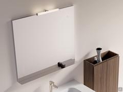 Wap mirror with shelf in brill aluminium, matching the frame