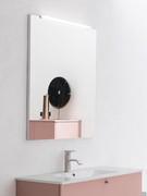 Upright rectangular Wap mirror combined with a console washbasin base. Central Stick spotlight