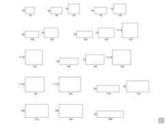 Diagrams and dimensions of the Wap mirror in horizontal rectangular formats