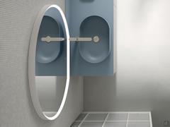Thanks to its shape, size and integrated LED system, the Halo mirror can be easily inserted both in combination with the individual elements of the Atlantic / Frame families and as an alternative mirror on complete compositions