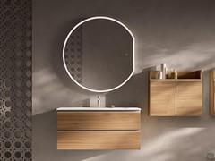 Halo round shaped model with flat side to the right. Convenient touch switch 