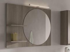 Bathroom mirror with side shelves screen in wood effect melamine 282 Pepper, with horizontal Led spotlight Roll 50