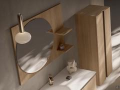 Mirror with Screen side shelves, combined with an Atlantic column and a console washbasin base unit