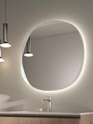 Wave bathroom mirror with LED backlighting, colour setting adjustable from 2700 K (warm light) to 6000 K (cold light)