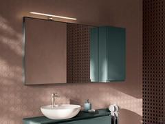 Bathroom mirror with matt lacquered coloured frame - composition made entirely of M8 matt commodore - Applied spotlight model Tau cm 60