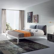 Oscar bed in open pore lacquered finish and with cushions