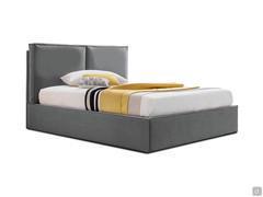 Tamarino upholstered bed with removable fabric cover in the double version with two headboard cushions