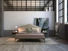 Textile double bed Belle with classic shapes revisited in a modern key