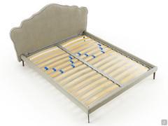 Detail of the wooden slatted bed base with back stiffness adjusters