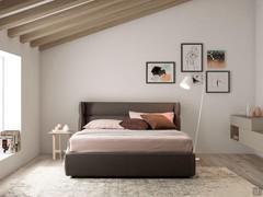Upholstered bed Destin covered in gray fabric