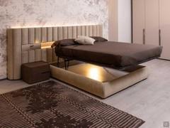 Lounge platform sotrage bed with double lift-up system offering an extra storage space as well as the possibility to make the bed with ease