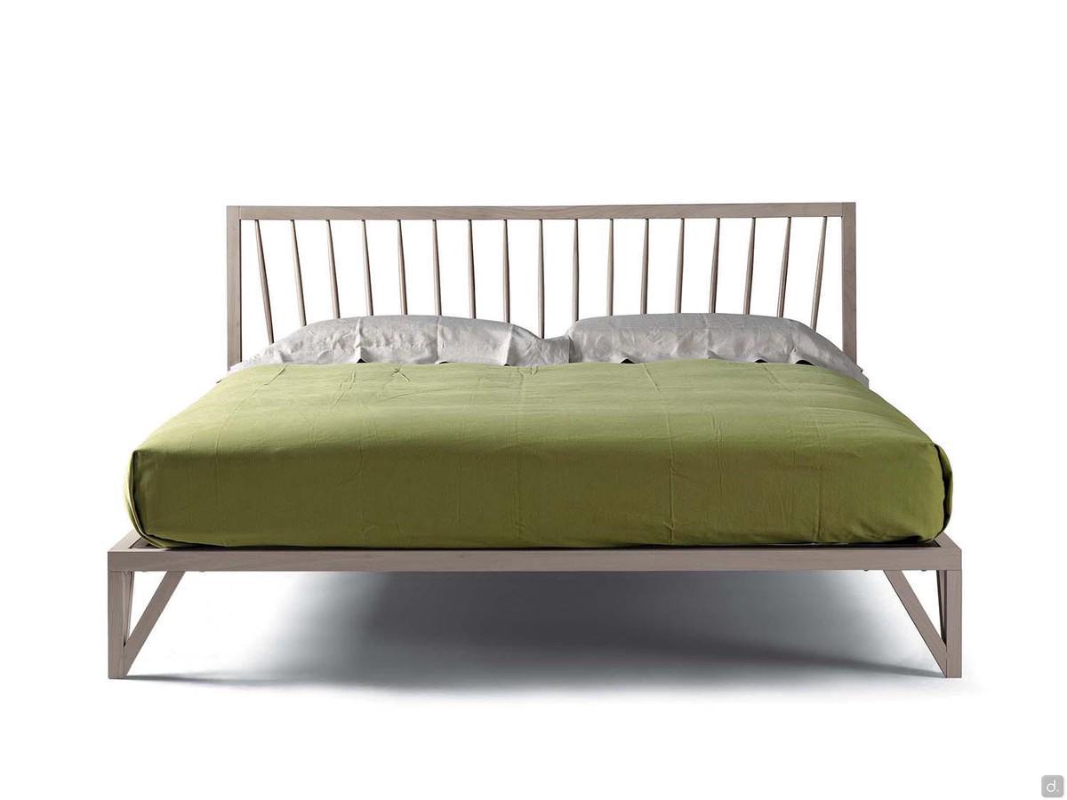 Katai is a slim real wood bed frame in natural grey walnut