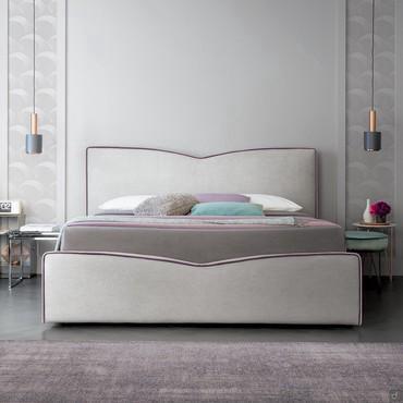 Margay double bed in fabric with built-in storage