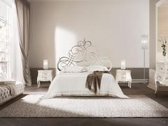 Pascià bed by Cantori with laser-cut and wrought iron headboard