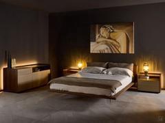 Bedroom created by coordinating the Ghibli double bed with the Seattle bed group and Japan bedside lamps