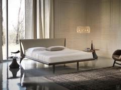 Nelson solid wood double bed with leather or imitation leather headboard by Cattelan