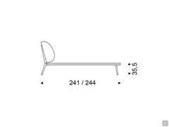 Ayrton by Cattelan bed, diagram of view from the side: bed ring depth and height