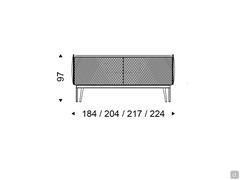 Ayrton by Cattelan bed, scheme view from the back: widths available and headboard height