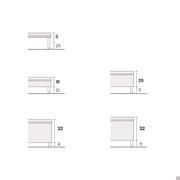 Detail of bed frame heights and feet