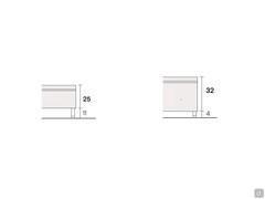 Detail of bed frame heights and feet