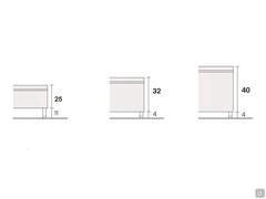 Detail of bed frame heights and feet