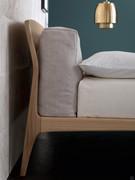 Vicente bed with soft headboard cushions, upholstered and offered upholstered in fabric or imitation leather