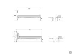 Vicente bed - size scheme in versions with and without headboard cushions