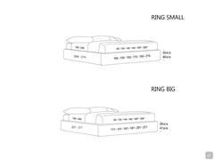 Upholstered sommier bed Nasua - Models and Dimensions with bed frame cm h.34 (* Please note: king size and super king size models are only available with 200 cm deep bed base)