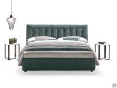 Cooper bed in version with capitonné single headboard; bed frame h.30 with storage box