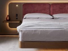 Front view of the Master bed, complete with optional side shelves and LED diffuse lighting