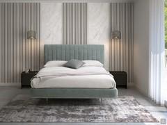 Joao bed with upholstered bed frame h.18 cm with concealed storage box and high off the ground, thanks to transparent feet for a suspended effect