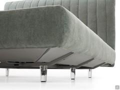 Technical detail of the frame of the storage box on the bed frame h.18 cm, with 3 feet on each side, set back to be invisible and in transparent plexiglass to blend in with the floor