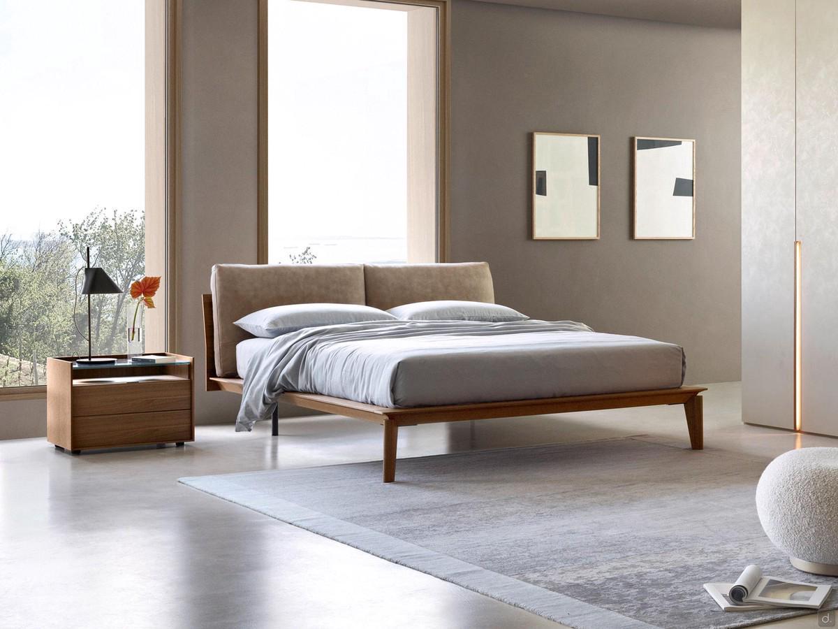 Wooden bed with Florida headboard cushions